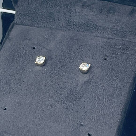 Givenchy Gold Tone CZ Stud Earrings Designer Fashion Everyday Wear Elegant NWT - Picture 7 of 8